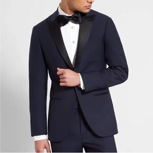 Tollegno‎ 1900 The Black Tux Peak Lapel Tuxedo Jacket size 50XL Merino Wool